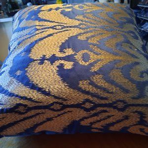Blue and gold 22x22 pillow